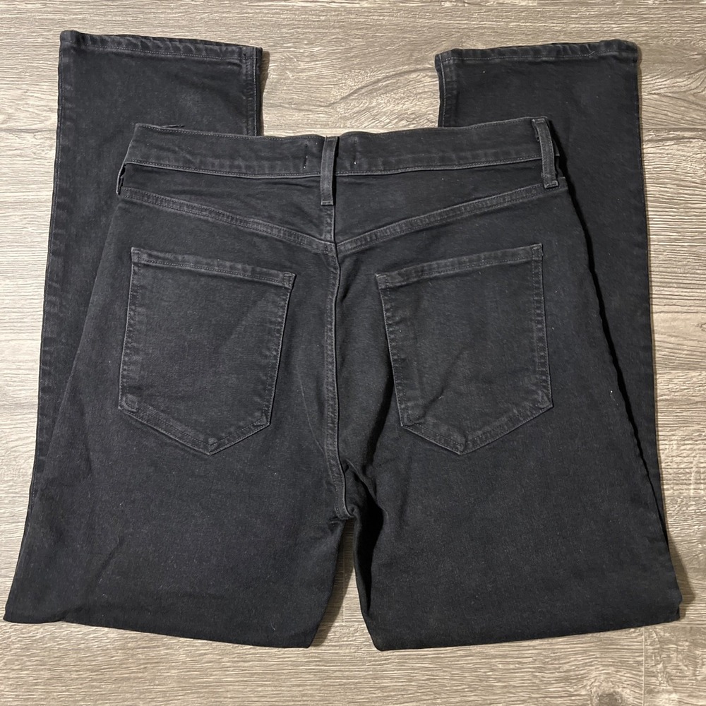 Agolde Riley Long High Rise Straight Leg Button Fly Black Jeans Size 30 (32x28) - Picture 2 of 10